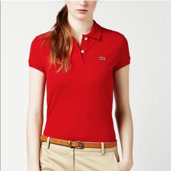NWOT Bright Red Lacoste Polo Shirt 42 - Picture 2 of 8